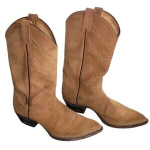 Vintage Tony Lama Suede Cowboy Boots Men’s 9D Brown Embroidered USA